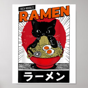 Poster Nouilles Ramen Chat Y2k Retro Anime Chat _1