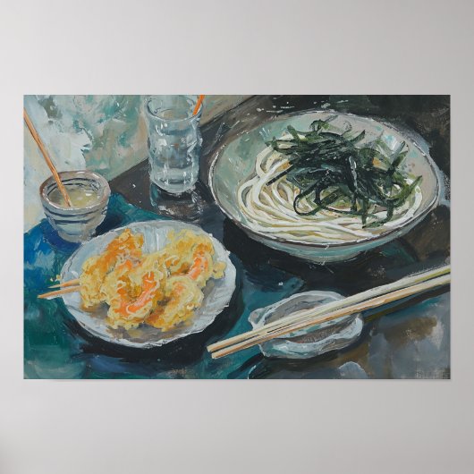 Poster Nouilles Soba et Crevettes (Devant)