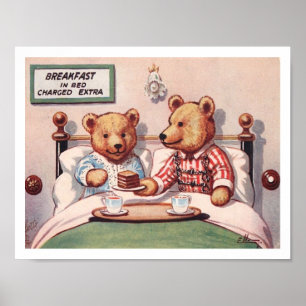 Poster Nounours avec lit de petit-déjeuner
