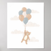 Poster Nounours en peluche avec ballons bleus (Devant)