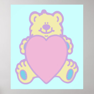 Poster Nounours en peluche cœur d'amour