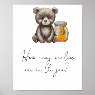 Poster Nounours en peluche - devine combien de bonbons