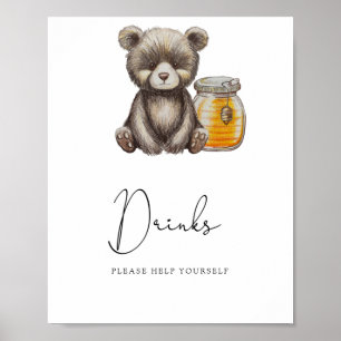 Poster Nounours mignon - Boissons, sers-toi