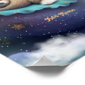 Poster Nounours Mignon Dormant Oreiller Bleu Étoiles Lune (Coin)