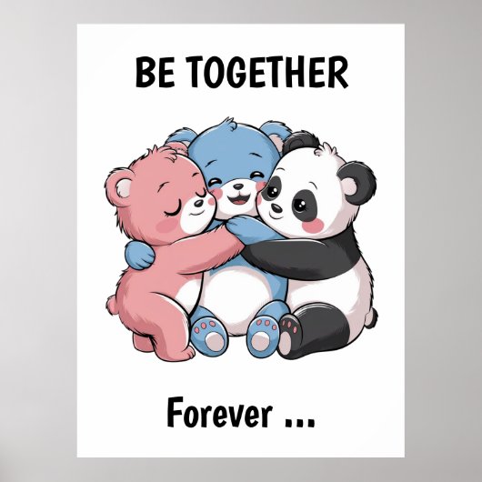 Poster Nounours mignons avec Panda (Devant)