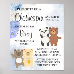Poster Nounours ne disent pas bébé Jeu Douche Signe