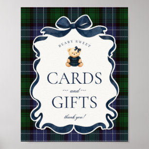 Poster Nounours Ours à nœud papillon Prépa Plaid Cartes e