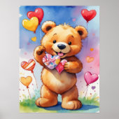 Poster Nounours Ours en peluche avec Cadeau en forme de C (Devant)