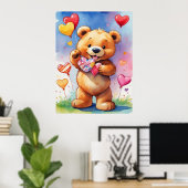 Poster Nounours Ours en peluche avec Cadeau en forme de C (Bureau à domicile)