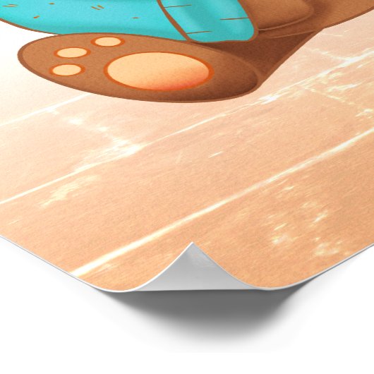 Poster Nounours Ours Mangeant du Miel, Nom de l'Enfant &  (Coin)