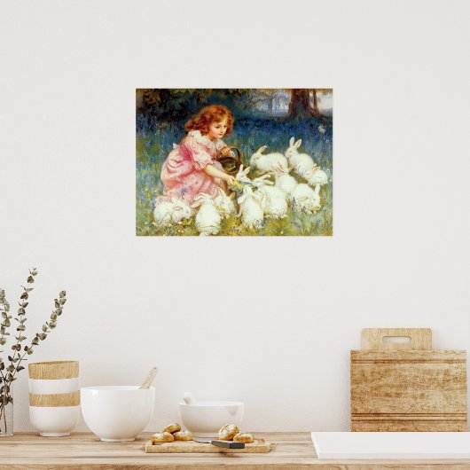 Poster Nourrir les lapins (Cuisine)