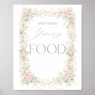 Poster Nourrisson Fille Arc Floral Baby Shower nourriture