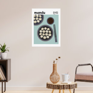 Poster Nourriture asiatique amusante Nouvel An Coréen Dum