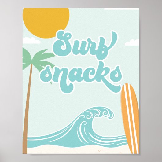 Poster Nourriture d'anniversaire de plage Surf Snacks Sur (Devant)