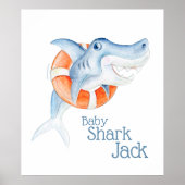 Poster Nourriture d'aquarelle pour bébé requin de taille (Devant)
