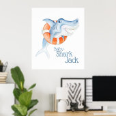 Poster Nourriture d'aquarelle pour bébé requin de taille  (Bureau à domicile)