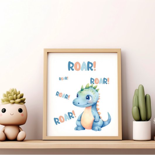 Poster Nourriture Dinosaure Aquarelle Cute