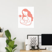 Poster Nourriture du sein mère et enfant (Bureau à domicile)