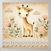 Poster Nourriture florale pour bébé Giraffe (Devant)