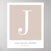 Poster Nourriture minimaliste moderne Monogramme de bébé (Devant)