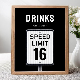 Poster Nourriture moderne signal Limite de vitesse 16 ans