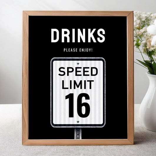 Poster Nourriture moderne signal Limite de vitesse 16 ans