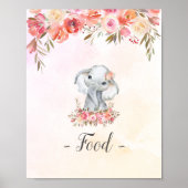 Poster Nourriture pour Baby Shower Éléphant Bébé (Devant)