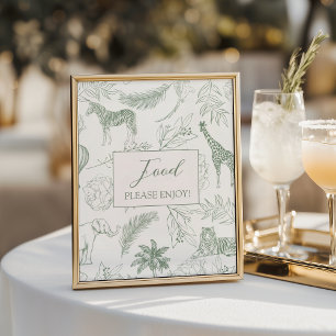 Poster Nourriture pour Baby Shower sur le thème Safari d'