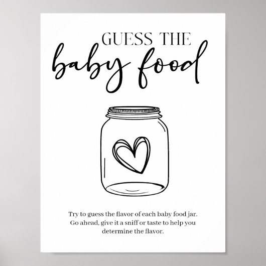 Poster Nourriture pour bébé devinez bébé écriture simple (Devant)