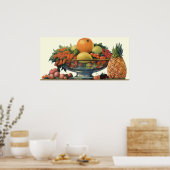 Poster Nourriture vintage, Fruits assaisonnés dans un bol (Cuisine)