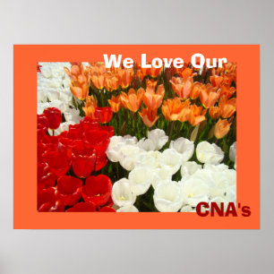 Poster Nous aimons les fleurs oranges de tulipe des
