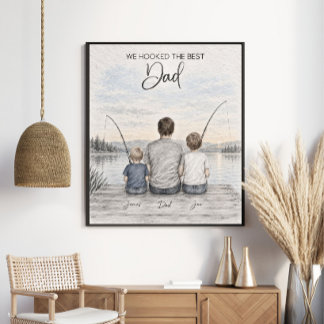 Poster Nous avons pêché le meilleur papa Portrait de pêch