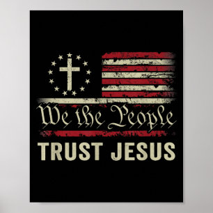 Poster Nous Le Peuple Confiance Jésus - USA Drapeau Chris