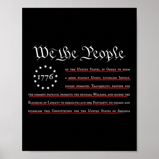 Poster Nous Le Peuple Préambule La Constitution Américain (Devant)