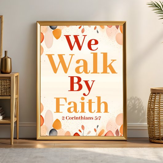 Poster Nous marchons par la foi Boho Christian Wall Art I