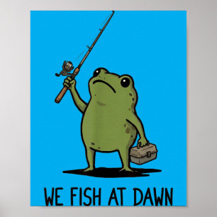 Poster Nous pêchons à l'aube Grenouille mignonne Mème gra