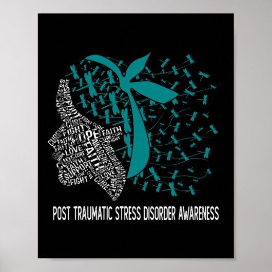 Poster Nous portons du sarcelle pour le trouble de stress (Devant)
