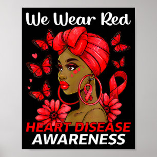 Poster Nous portons le rouge Maladie cardiaque Afro Femme
