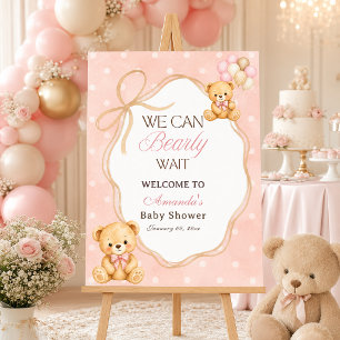 Poster Nous Pouvons à Peine Attendre Fille Ourson Rose Ba