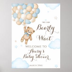 Poster Nous pouvons à peine attendre ours en ballon bébé
