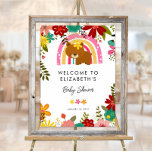Poster Nous pouvons attendre mignon Baby shower Ours Bien<br><div class="desc">Bienvenue à vos invités avec ce joli baby shower d'accueil pour petits ours. Parfait pour votre fête de baby shower fille. Le modèle est super facile à modifier.</div>