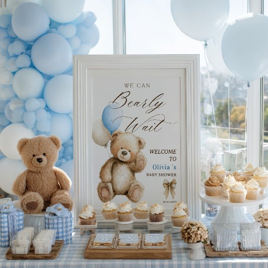 Poster Nous pouvons attendre tôt Teddy Bear Baby shower B