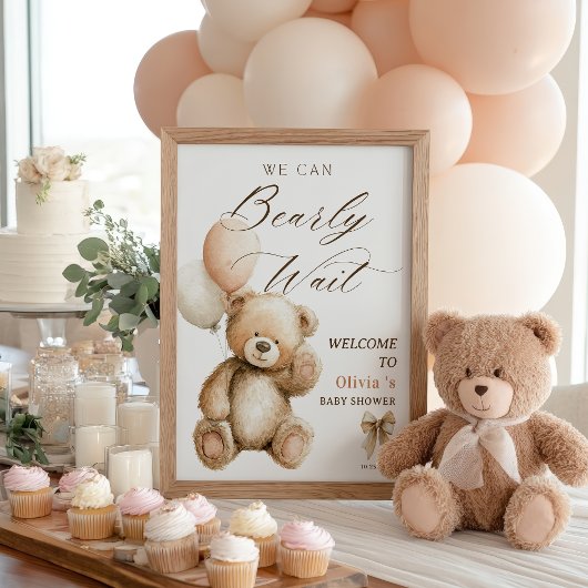 Poster Nous pouvons attendre tôt Teddy Bear Baby shower B