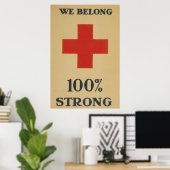 Poster Nous sommes 100% forts - Croix Rouge (Bureau à domicile)