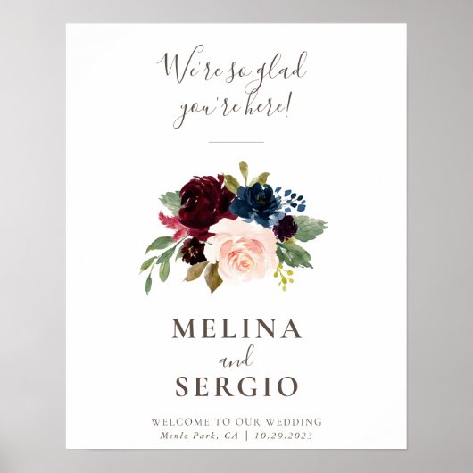 Poster Nous sommes heureux que vous soyez ici Mariage cla (Devant)