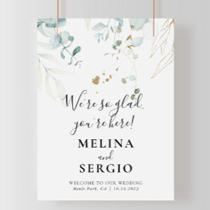 Poster Nous sommes heureux que vous soyez ici Mariage Gol