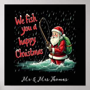 Poster Nous vous pêchons un joyeux Noël festif et amusant