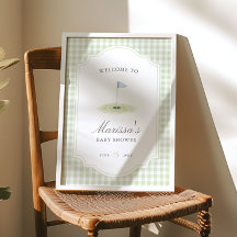 Nouveau au Club Golf Vert Gingham Baby Shower