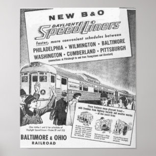 Poster Nouveau B&O Budd Construit Daylight Speedliners Af