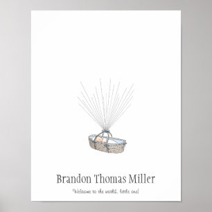 Poster Nouveau Bébé imprimé d'empreintes digitales Livre 